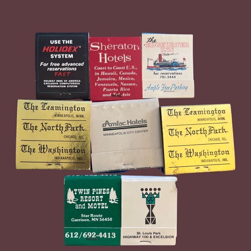 8 Vintage Hotel Unstruck Matchbooks Holiday Inn Sheraton Benson Kings Inn ++